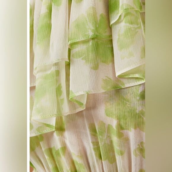 MISA Revolve Chiffon One Shoulder Rumi Midi Dress in Honeydew Large NWT - Picture 5 of 10